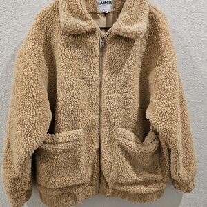 Tan Sherpa Zip-Up Jacket